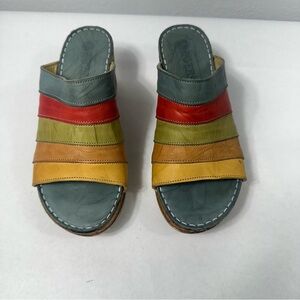 Pavers Women's Shoes Size 8.5  Sandals Multicolor Leather Comfort Wedge Slip on